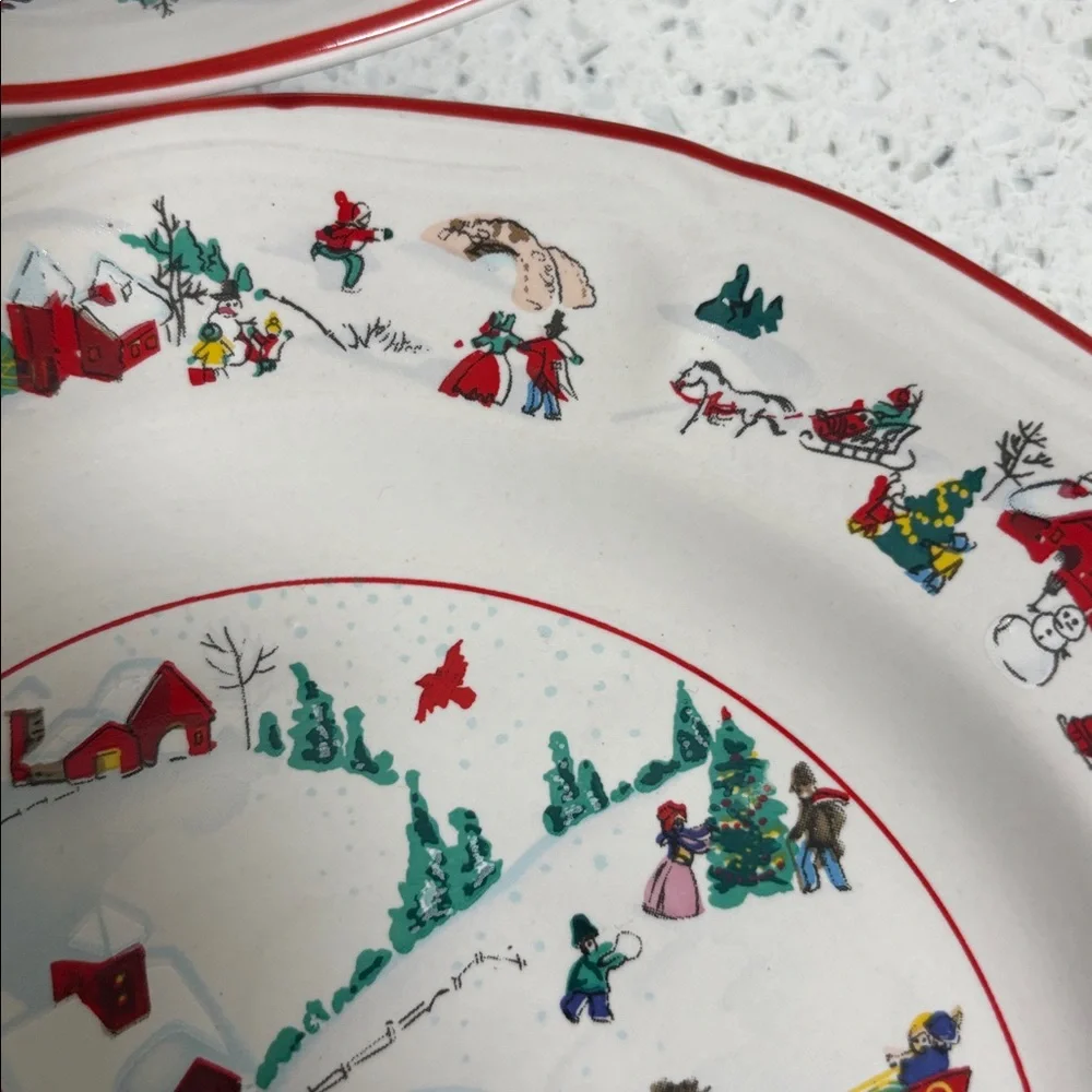Farberware White Christmas 1995 Winter Scene Dessert Salad Plates - Set of 4 - Picture 6 of 9